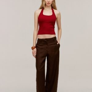 Women's Organic Cotton Ribbed Halter Bra Top