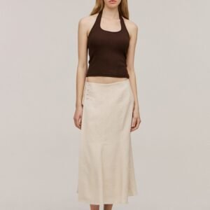 Women's Linen Panelled Wrap Midi Skirt